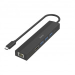 Hama USB-C hub, multiport, 3x USB-A, USB-C PD, HDMI, LAN, 6 portov