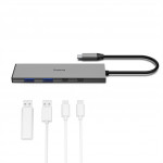 Hama USB-C Hub, 4 porty, USB 3.2, 10 Gbit/s, PD 100 W, hliníkový