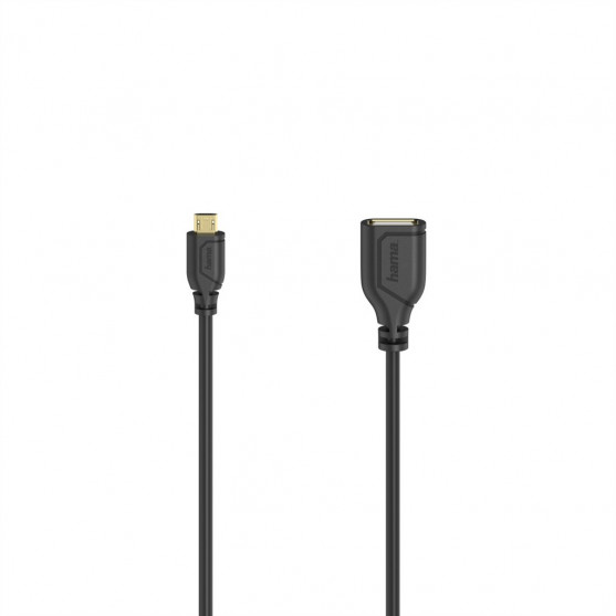 Hama redukcia micro USB na USB-A (OTG), Flexi-Slim, obojstranný konektor, 15 cm, čierna