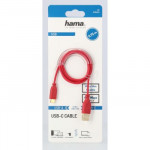 Hama USB-C 2.0 kábel typ A-C 0,75 m, Flexi-Slim, červený