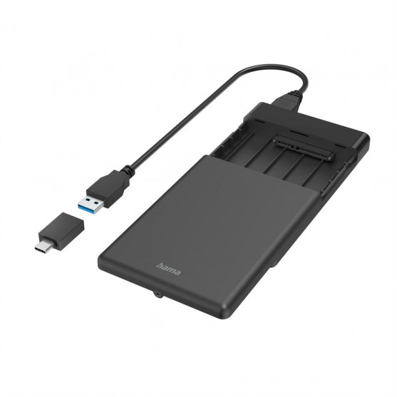 Hama externý box na 2,5 SSD/HDD disk, USB-A + USB-C, SATA, USB 3.2 Gen 1