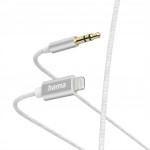 Hama MFI audio adaptérový kábel Lightining na jack 3,5 mm pre Apple, 1 m, aktívny, alu