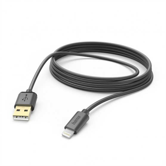 Hama MFi USB kábel pre Apple, USB-A Lightning 3 m, čierny