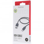 Hama kábel USB-C 2.0 typ A-C 1 m, čierny