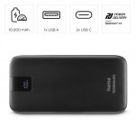 Hama PD 10 powerbanka, 10000 mAh, 3 výstupy: 2x USB-C, 1x USB-A, LED displej, PD, Qualcomm