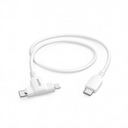 Hama USB-C kábel 2v1: USB-C + Lightning MFi, 1,5 m, biely