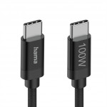 Hama USB-C 2.0 kábel Fabric, 1,5 m, 100 W, opletený