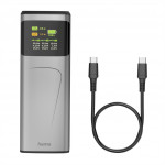 Hama High Power 65 W, powerbanka, 20000 mAh, 2x USB-C, 1x USB-A, PD, QC, displej