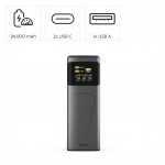 Hama High Power 200 W, powerbanka, 24000 mAh, 2x USB-C, 1x USB-A, PD, QC, displej