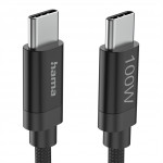 Hama USB-C 2.0 kábel Fabric, 3 m, 100 W, opletený