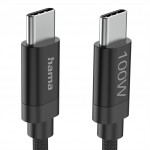 Hama USB-C 2.0 kábel Fabric, 3 m, 100 W, opletený
