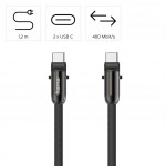Hama USB-C kábel a šnúrka na mobil 2v1, dĺžka 1,2 m, farba čierna