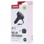 Hama rýchla USB nabíjačka do vozidla, 2x USB-C, PD 30 W, navíjací kábel