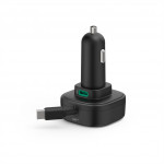 Hama rýchla USB nabíjačka do vozidla, 2x USB-C, PD 30 W, navíjací kábel