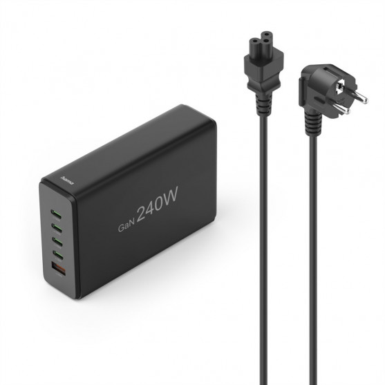 Hama USB nabíjacia stanica GaN, 4x USB-C PD, 1x USB-A QC, 240 W