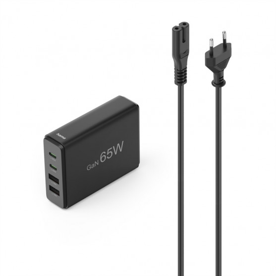 Hama USB nabíjacia stanica GaN, 2x USB-C PD, 2x USB-A QC, 65 W
