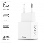 Hama rýchla USB nabíjačka USB-C + USB-A, PD/QC, 20 W