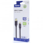 Hama USB A-C kábel 0,25 m, USB 3.2 Gen1 5 Gb/s, čierny