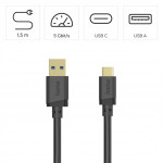 Hama USB A-C kábel 1,5 m, USB 3.2 Gen1 5 Gb/s, čierny
