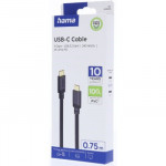 Hama USB C-C kábel 0,75 m, USB 3.2 Gen1 5 Gb/s, 240 W, čierny