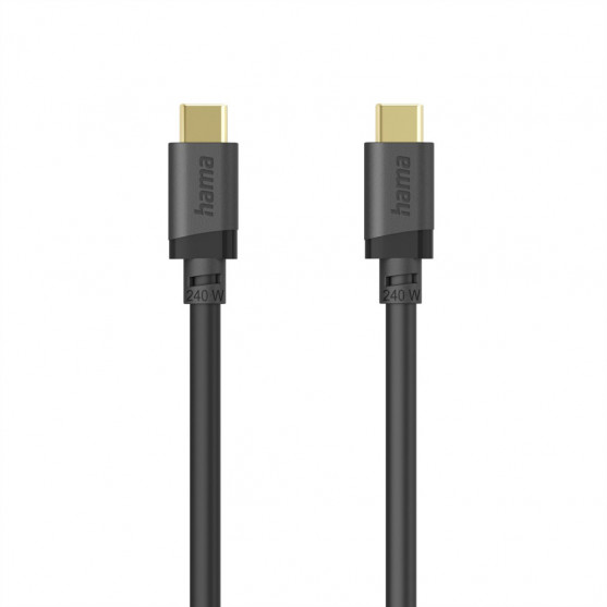 Hama USB C-C kábel 1,5 m, USB 3.2 Gen1 5 Gb/s, 240 W, čierny