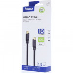 Hama USB C-C kábel 1,5 m, USB 3.2 Gen1 5 Gb/s, 240 W, čierny