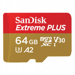 SanDisk Extreme PLUS microSDXC 64 GB + SD Adapter 200 MB/s and 90 MB/s A2 C10 V30 UHS-I U8