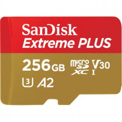 SanDisk Extreme PLUS microSDXC 256 GB + SD Adapter 200 MB/s and 140 MB/s  A2 C10 V30 UHS-I U3