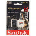 SanDisk Extreme PRO microSDXC 64 GB + SD Adapter 200 MB/s and 90 MB/s  A2 C10 V30 UHS-I U3