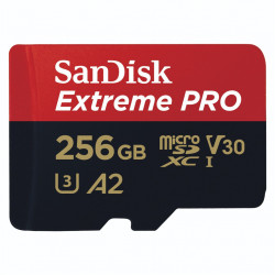 SanDisk Extreme PRO microSDXC 256 GB + SD Adapter 200 MB/s and 140 MB/s A2 C10 V30 UHS-I U3