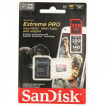 SanDisk Extreme PRO microSDXC 256 GB + SD Adapter 200 MB/s and 140 MB/s A2 C10 V30 UHS-I U3