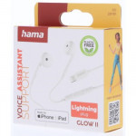 Hama slúchadlá s mikrofónom Glow II, kôstky, konektor Lightning, biele