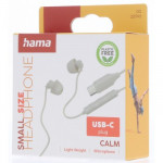 Hama USB-C slúchadlá s mikrofónom Calm, mini štuple, béžové Hama USB-C slúchadlá s mikrofónom Calm, mini štuple, béžové