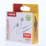Hama slúchadlá s mikrofónom Noble, kôstky, ovládání hlasitosti, biele