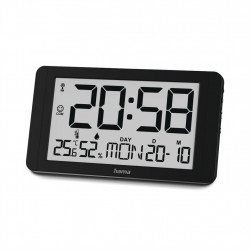 Hama Cuba, digitálne nástenné hodiny, riadené rádiovým signálom, teplomer/vlhkomer, čierne