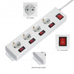 Hama predlžovací prívod XL, 4 zásuvky schuko, 5 vypínačov, 1,4 m, biela