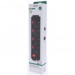 Hama predlžovací prívod XL, 4 zásuvky schuko, 5 vypínačov, 1,4 m, čierna