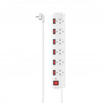 Hama prepäťová ochrana XL, 6 zásuviek schuko, 7 vypínačov, 1,4 m, biela