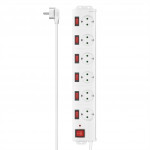 Hama prepäťová ochrana XL, 6 zásuviek schuko, 7 vypínačov, 1,4 m, biela