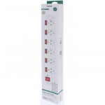 Hama prepäťová ochrana XL, 6 zásuviek schuko, 7 vypínačov, 1,4 m, biela