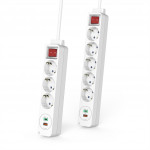 Hama predlžovací prívod, 5x zásuvka schuko, USB-C PD/USB-A QC 18 W, 1,4 m