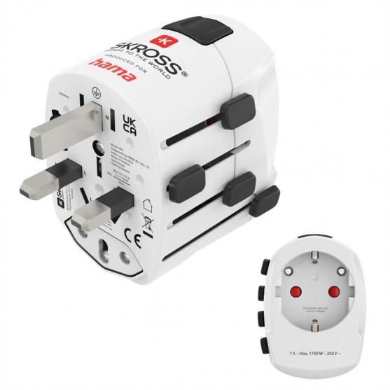 Hama cestovný zásuvkový adaptér World Travel Pro, 3-pól.
