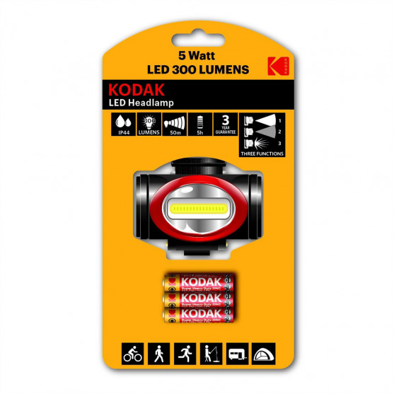 Kodak LED čelovka Headlamp 300, 300 Lúmenov + 3x AAA Extra Heavy Duty