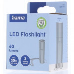 Hama FL60, LED baterka, hliníková, 60 lm / 30 m, 3 režimy svietenia, pútko na ruku, vr. batérie