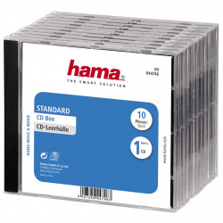 Hama CD Standard box, štandardný obal na 1 CD/DVD, priehľadný/čierny, balenie 10 ks (cena za bal.)