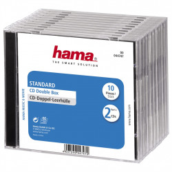 Hama CD Double box, štandardný obal na 2 CD/DVD, priehľadný/čierny, balenie 10 ks (cena za balenie)