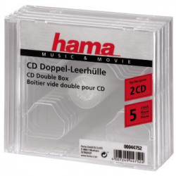 Hama CD Double box, štandardný obal na 2 CD/DVD, priehľadný, balenie 5 ks (cena za balenie)