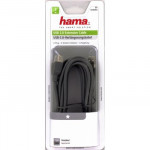 Hama USB kábel typ A-A, predlžovací, 3 m, šedý, blister