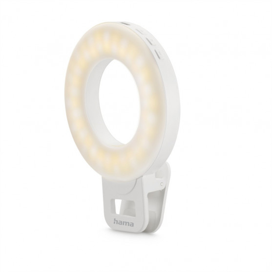 Hama ToGo, LED kruhové selfie svetlo, svorka na mobil, 60 LED, priemer 9,6 cm, nabíjacie