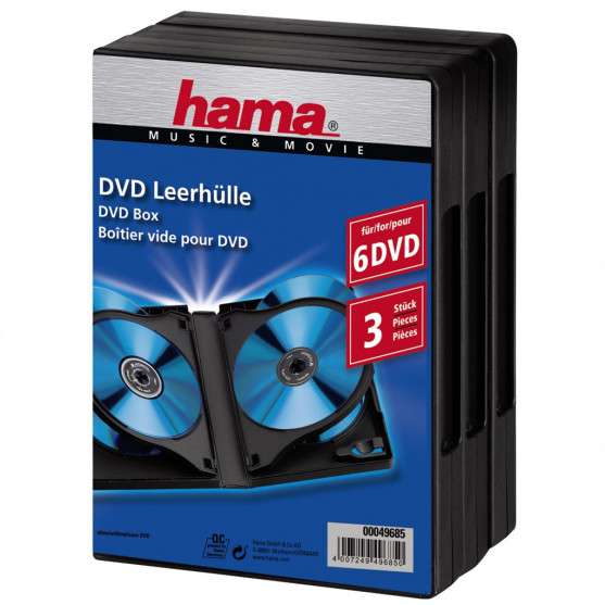 Hama obal na 6 DVD, s fóliou, čierny, balenie 3 ks (cena za balenie)